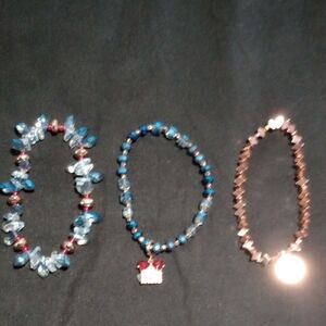 Blue Beaded Women’s Bracelet with Crown Charm